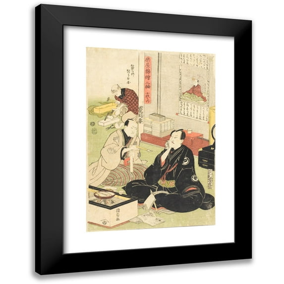 Utagawa Kunisada (Toyokuni III) 11x14 Black Modern Framed Museum Art Print Titled - The Actors Sawamura Sojuro and Arashi Shincha (circa 1810s)