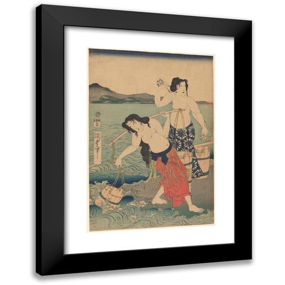 Utagawa Kunisada (Toyokuni III) 11x14 Black Modern Framed Museum Art Print Titled - The Salt Women (19th Century)