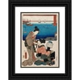 thumbnail image 1 of Utagawa Kunisada (Toyokuni III) 14x18 Black Ornate Wood Framed Double Matted Museum Art Print Titled - Shinagawa (1854), 1 of 5