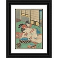 thumbnail image 1 of Utagawa Kunisada (Toyokuni III) 18x24 Black Ornate Framed Double Matted Museum Art Print Titled: Woman Leaning Over Tub, Being Bathed by Her Maid (ca. 1858), 1 of 5