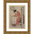 thumbnail image 1 of Utagawa Kunisada (Toyokuni III) 18x24 Gold Ornate Framed and Double Matted Museum Art Print Titled - Woman Putting Out a Light (From the Series Modern Customs: Frost Beneath the Stars) (C. 1, 1 of 4