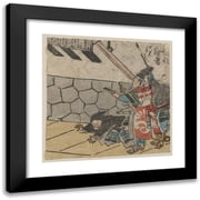 Utagawa Kuniyoshi 12x12 Black Modern Framed Museum Art Print Titled - Hyoshigi O Utsu Bushi 1830