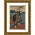 thumbnail image 1 of Utagawa Kuniyoshi 14x18 Gold Ornate Wood Frame and Double Matted Museum Art Print Titled - Sanbashi No Onna (1844), 1 of 4