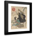 thumbnail image 1 of Utagawa Kuniyoshi 17x24 Black Modern Framed Museum Art Print Titled - Snow Scene in December; Girl and Woman with Olive Green Hood and Fan (19th Century), 1 of 5