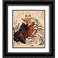 thumbnail image 1 of Utagawa Kuniyoshi 2x Matted 20x22 Black Ornate Framed Art Print 'Hattara Sonja with his white tiger', 1 of 2