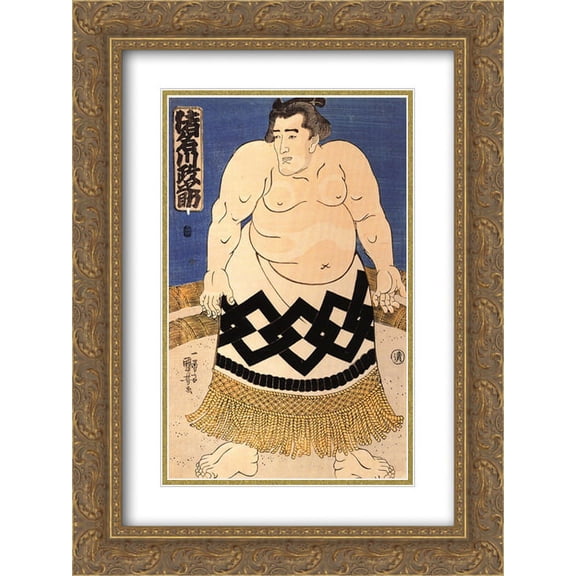 Utagawa Kuniyoshi 2x Matted 20x24 Gold Ornate Framed Art Print 'The sumo wrestler'