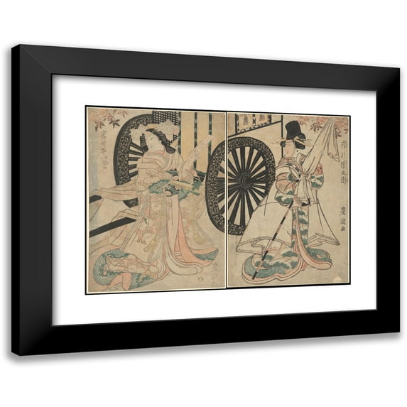 Utagawa Toyohiro 14x11 Black Modern Framed Museum Art Print Titled - Woman and Man (Late 18th Century - Early 19th Century)