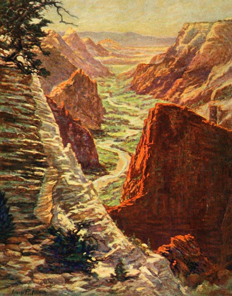 Utah 1922 Zion Canyon Canvas Art - Oriion Putnam (18 x 24)