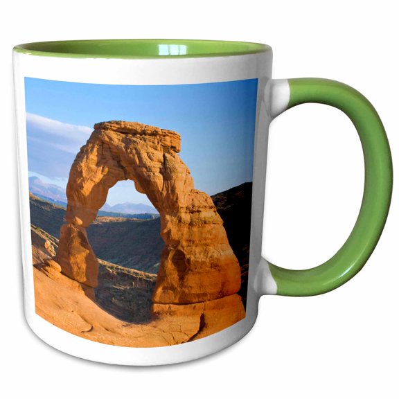 3drose, Utah, Arches Np, Delicate Arch at Sunset - Us45 Rti0042 - Rob Tilley, 11oz Two-tone Green Mug