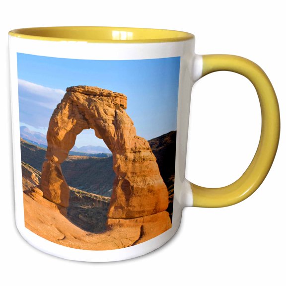 3drose, Utah, Arches Np, Delicate Arch at Sunset - Us45 Rti0042 - Rob Tilley, 11oz Two-tone Yellow Mug