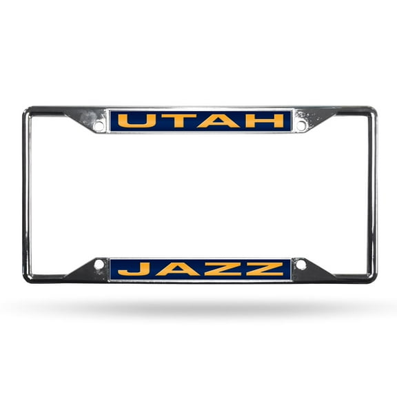 Utah Basketball Jazz All Corner EZ View Chrome Metal Laser License Plate Frame