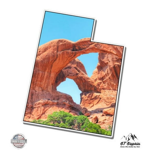 Utah Double Arch Arches National Park - 8" Vinyl Sticker - For Car Laptop I-Pad - Waterproof Decal
