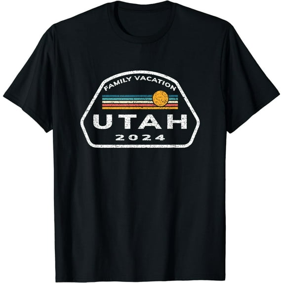 Utah Family Vacation 2024 - Fun Retro Sunset Artwork T-Shirt