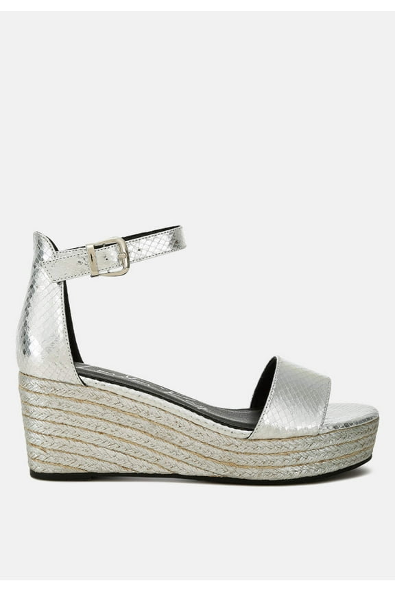 Utah Faux Leather Snake Wedge Espadrilles