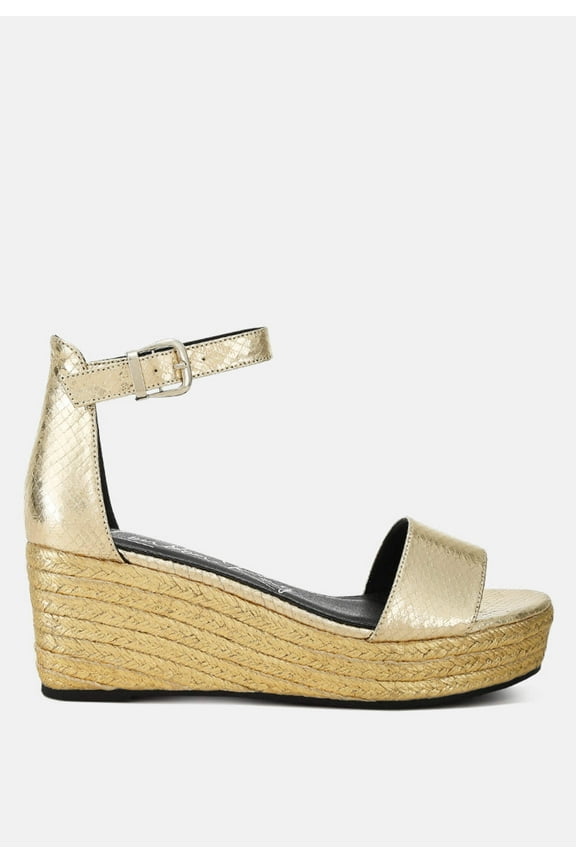 Utah Faux Leather Snake Wedge Espadrilles