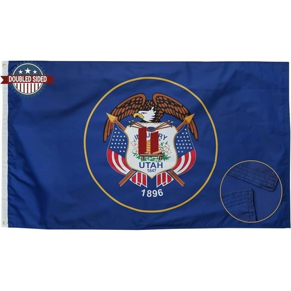 Utah Flags 3x5 Feet Utah State Flag Heavy Duty Double Sided and 3 ply UT State Flag with 2 Brass Grommets Vivid Color and Fade Proof for Outdoor Banner
