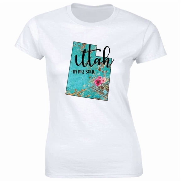 Utah In My Soul State Map With Flowers Women Gift Phrase Suited To Casual Events And Everyday Wear Shirt, Size S-5XL