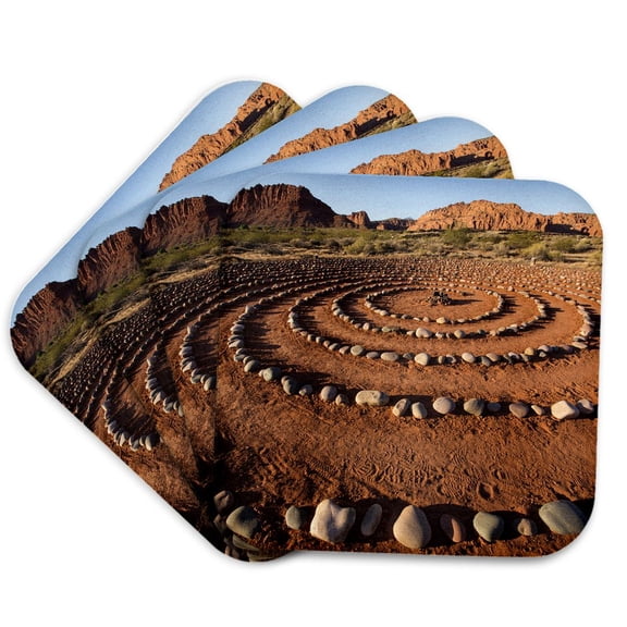 3drose, Utah, Ivins, Red Mountain Resort, Spiral Meditation Labyrinth., Set of 4 Coasters - Soft