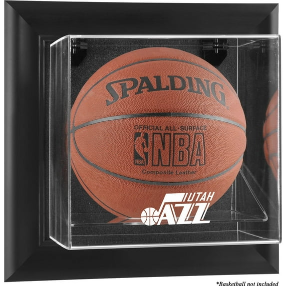 Utah Jazz Black Framed Wall-Mounted Team Logo Basketball Display Case