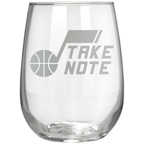 Utah Jazz Etched 17oz. Rally Cry Stemless Wine Glass