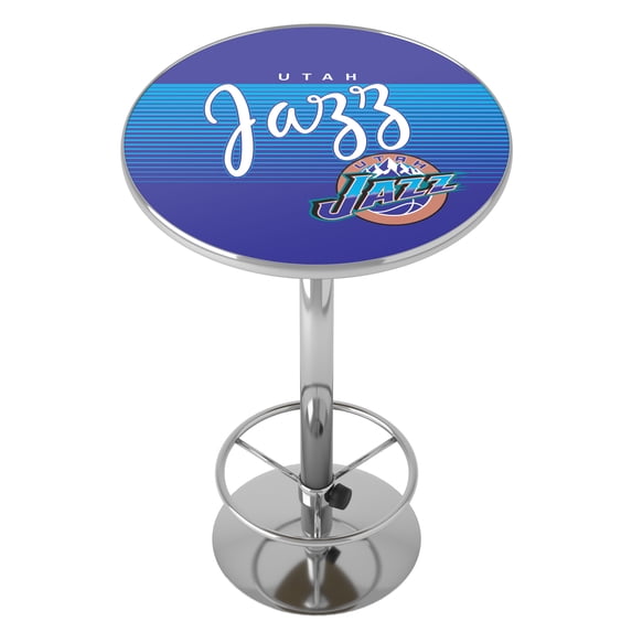 Utah Jazz Hardwood Classics Bar Table with Adjustable Footrest and Acrylic Top