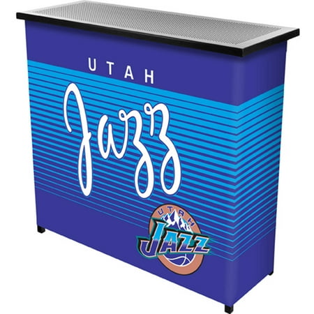 Utah Jazz NBA Hardwood Classics Portable Bar Indoor Outdoor, Pop-Up Drink Station Patio, Garage or Man Cave Accessories - Navy, Light Blue, White