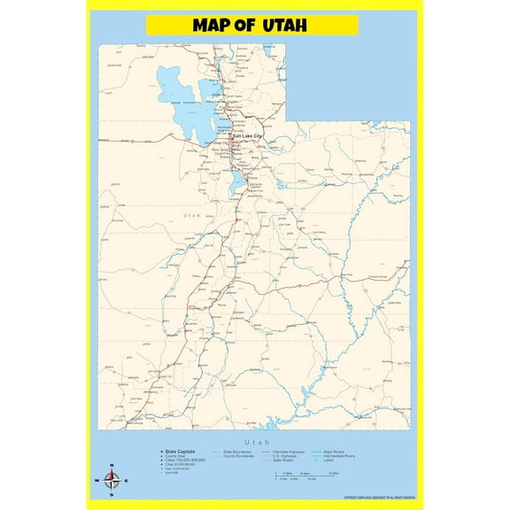 Utah Map Poster - Laminated Wall Map - Style B - 18x24 - Ideal for Classrooms and Homes – Features Bright Colors and Vivid Imagery