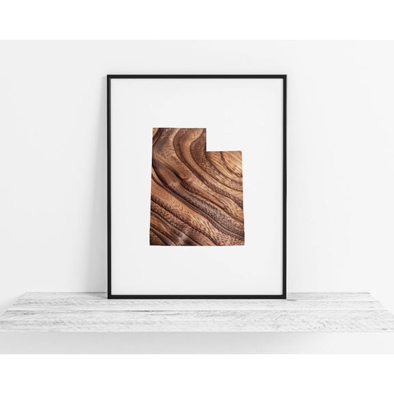 Utah Map Wall Art Print, Wood Grain State Decor