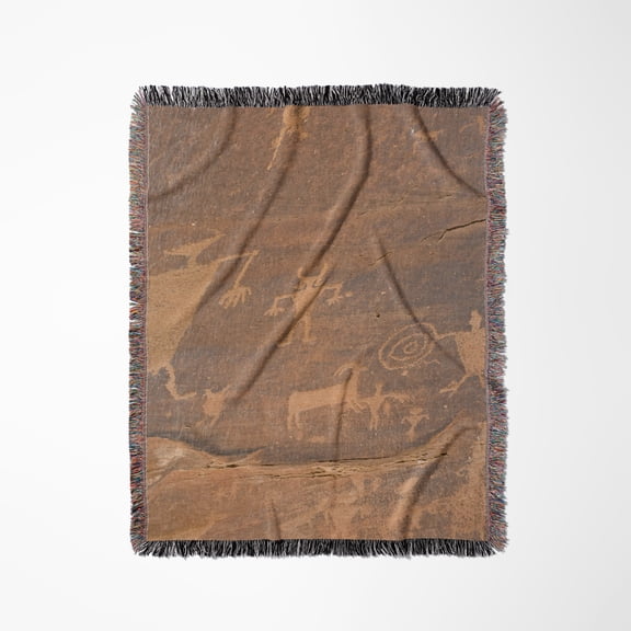 Utah, Moab, Canyonlands Np. Potash Road, Petroglyphs - Us45 Tdr0012 - Trish Drury, Woven Blanket