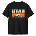 thumbnail image 1 of Utah Mountains Sunset Retro Graphic Tee for Men and Women, Funny Road Trip Cotton Short Sleeves T-Shirt, 1 of 6