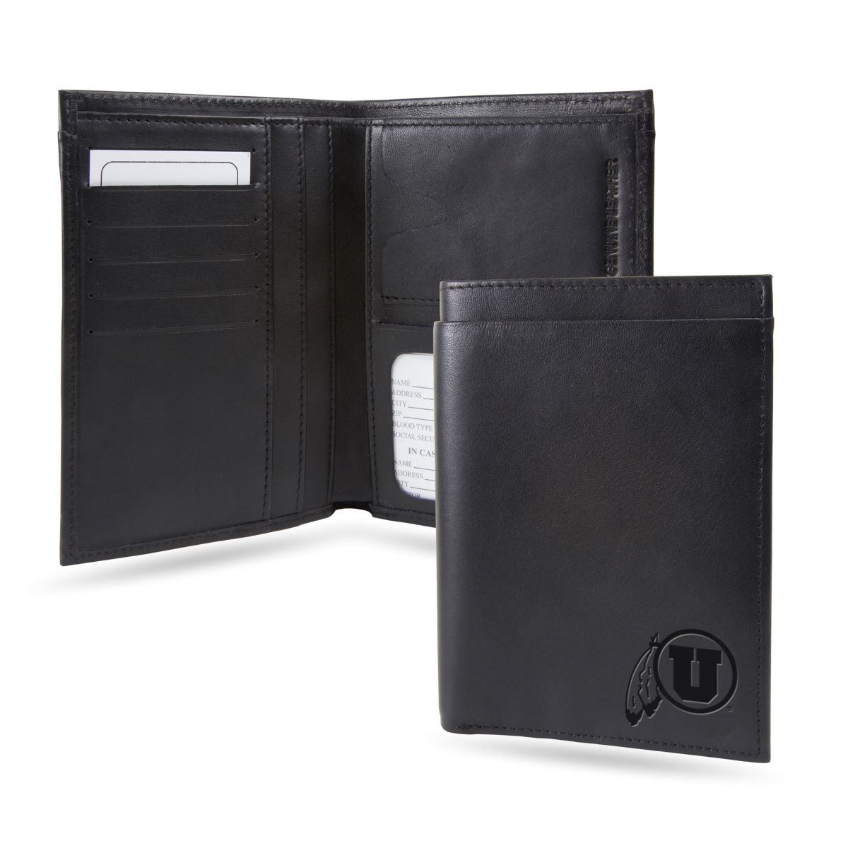 Utah NCAA Utes Black Leather Traveling Bilfold Wallet w/ RFID Blocking- 14 total slots/pockets - image 1 of 6