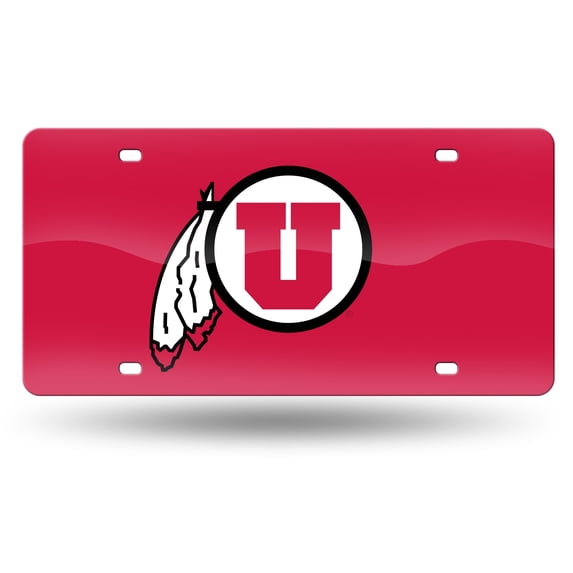 Utah NCAA Utes Red Mirror Look Acrylic License Plate Laser Tag