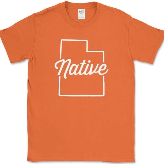 Utah Native T-Shirt Funny Humor State Pride Geography Tee - Orange, S