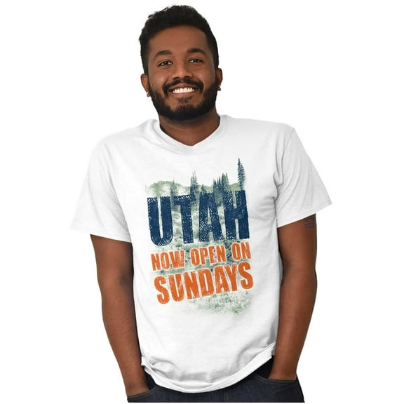 Utah Now Open on Sundays Funny Men's Graphic T Shirt Tees Brisco Brands S