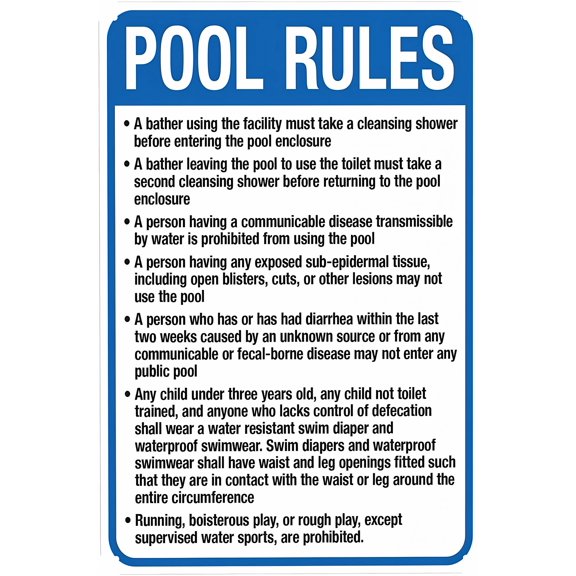 Utah Pool Rules Sign - 8"x12", Complies With State Pool Code, Security Metal Decor for Business, Office, Road, Street, Home, Yard, Garden