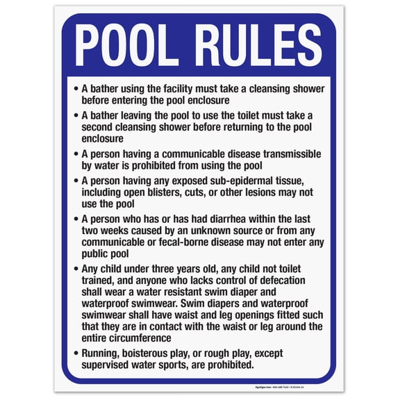 Utah Pool Rules Sign, Complies With State Of Utah Pool Safety Code, 18x24 Corrugated Plastic