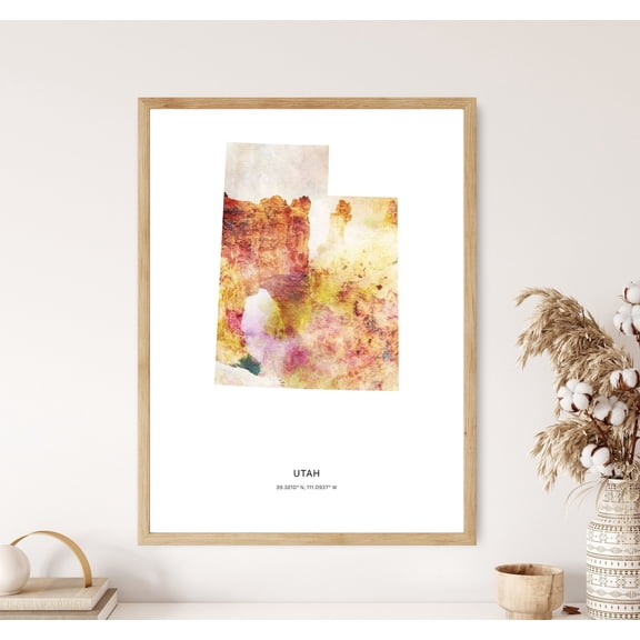Utah Print, Utah Print, Utah Canvas, Utah Poster, Utah Map Art, Map of Utah, Poster Only