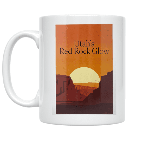 Utah Red Rock Glow Landscape Art - Nature Lover - 11 oz Ceramic Coffee Mug