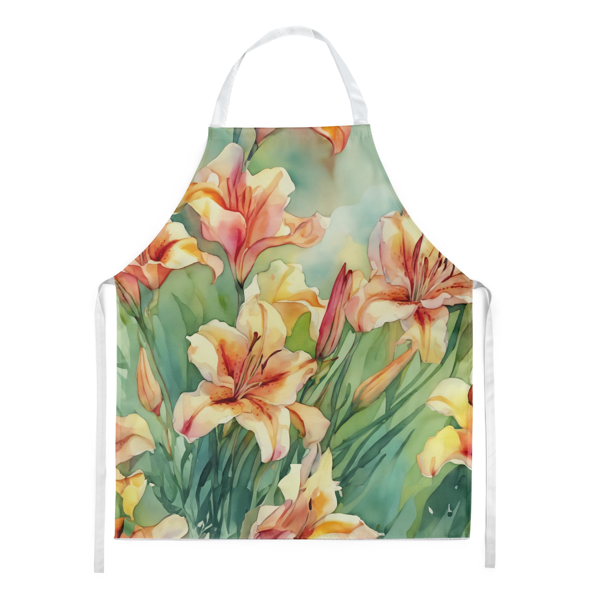 Utah Sego Lilies in Watercolor Apron 27 in x 30 in