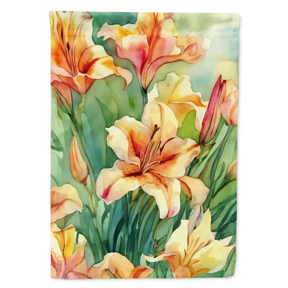 Utah Sego Lilies in Watercolor House Flag