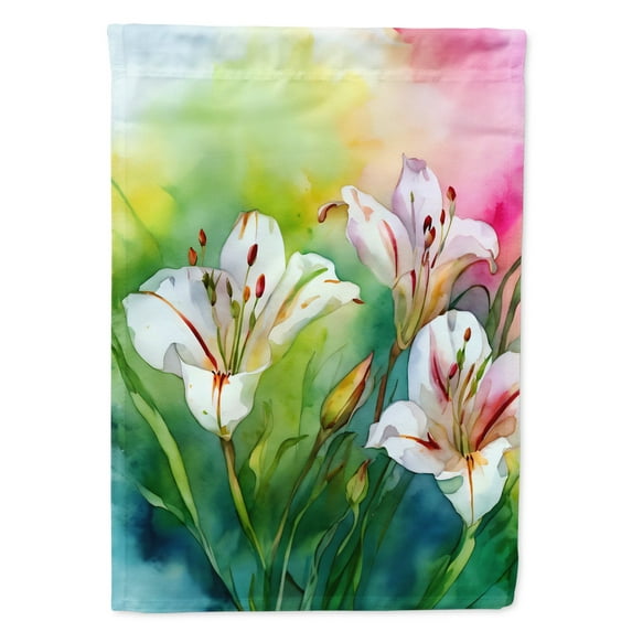 Utah Sego Lilies in Watercolor House Flag