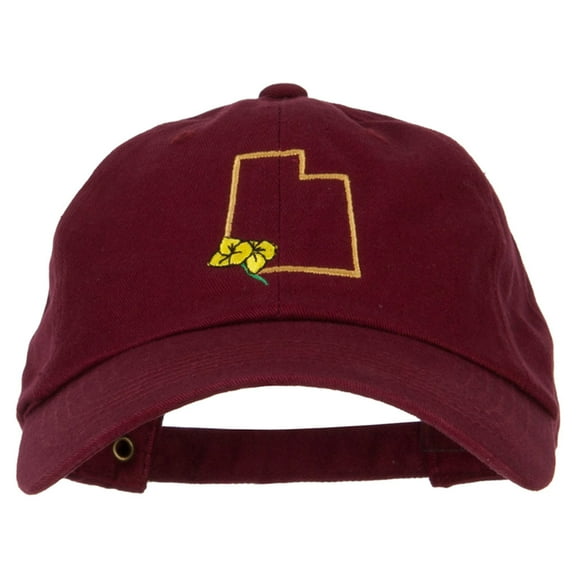 Utah Sego Lily with Map Embroidered Unstructured Washed Cap - Wine OSFM