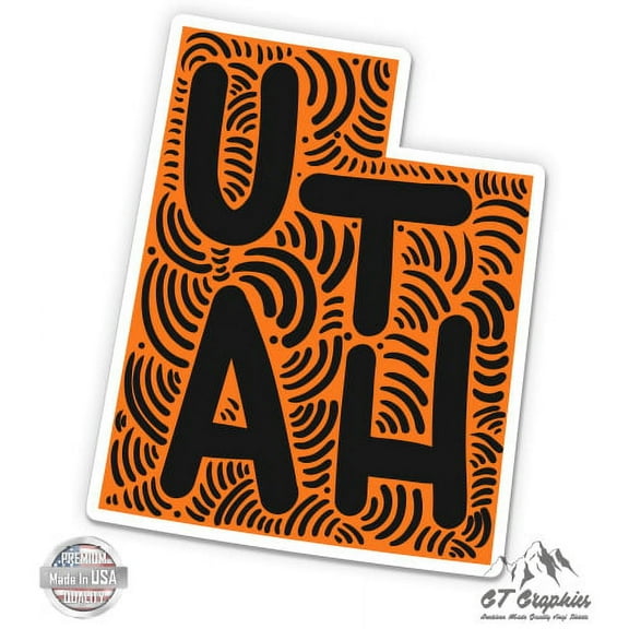 Utah Shape Cute Letters Native Local - 3" Vinyl Sticker - For Car Laptop I-Pad Phone Helmet Hard Hat - Waterproof Decal