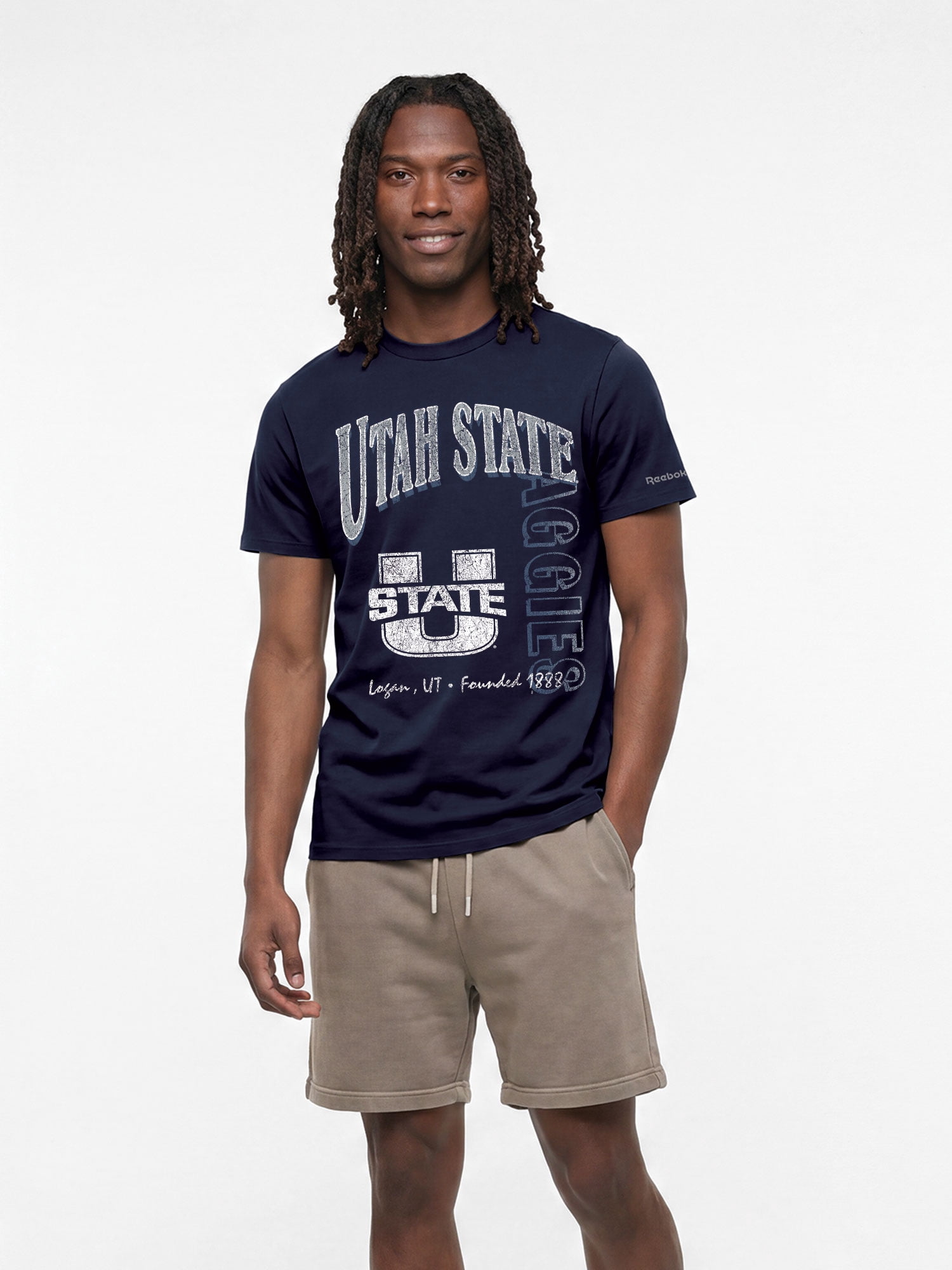 Utah State Aggies Reebok Mens Crew Neck Short Sleeve T-Shirt