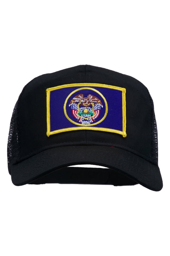 Utah State Flag Patched Mesh Cap - Black OSFM