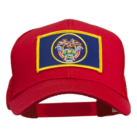 Utah State Flag Patched Mesh Cap - Red OSFM