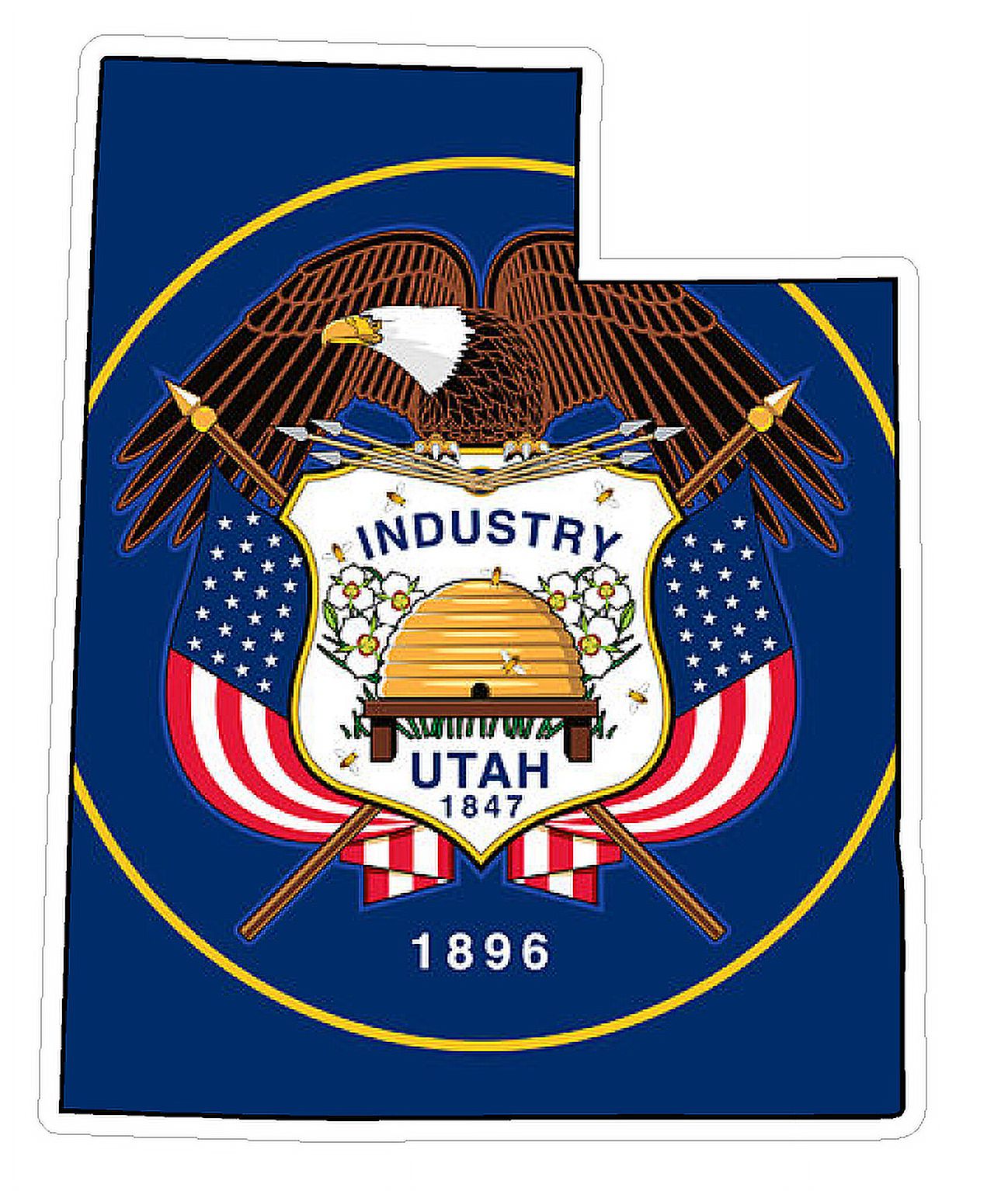 5in x 3in Utah State Flag Bumper Sticker Car Decal Window Stickers