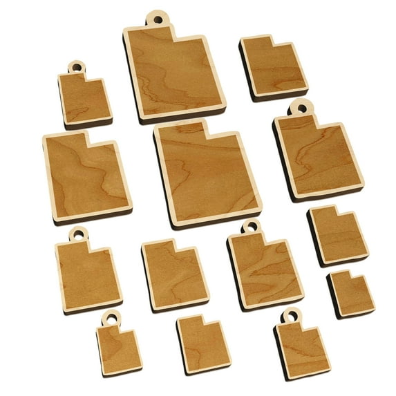 Utah State Silhouette Wood Mini Charms Shapes DIY Craft Jewelry - No Hole - 12mm (26pcs)
