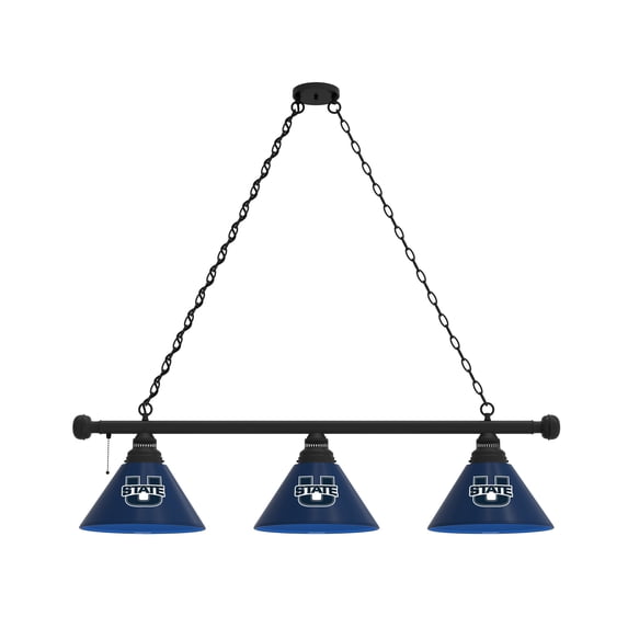 Utah State University 3 Shade Billiard Light with Black Fixture