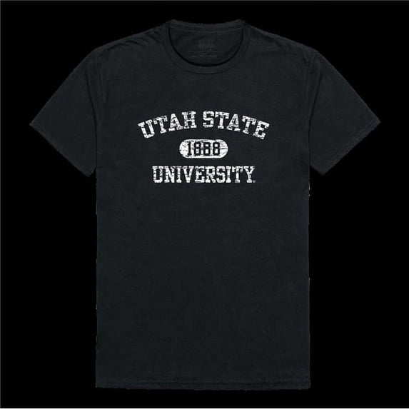 Utah State University Aggies Distressed Arch College T-Shirt, Black - Large
